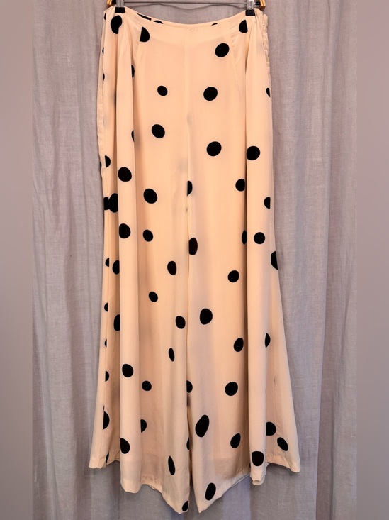 J. Peterman Dresses & Skirts - ⚓️ J. Peterman 100% Silk Polka Dot Wide Leg Trousers Ivory Black 14